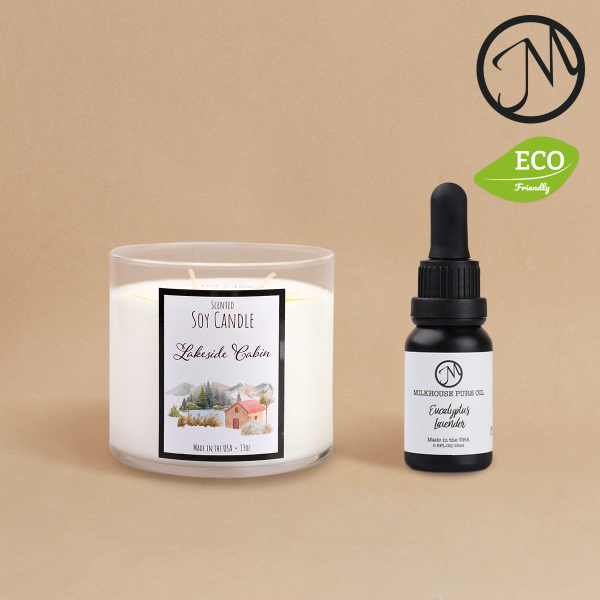 [ECO포장] 밀크하우스캔들 클리어 자 캔들 13oz + 퓨어 퍼퓸 오일 15ml